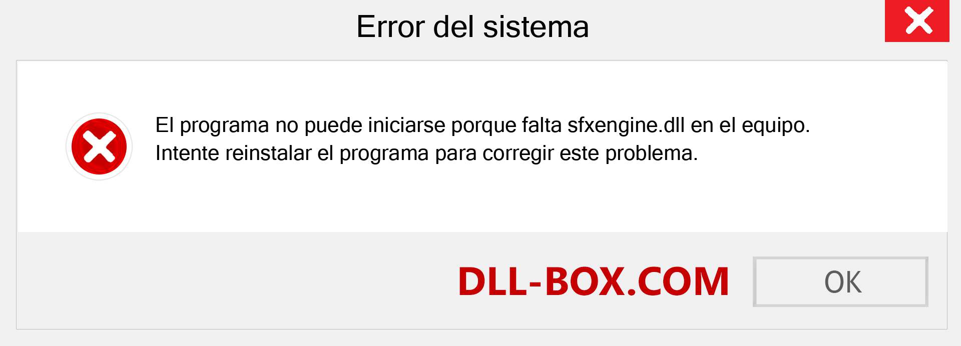 ¿Falta el archivo sfxengine.dll ?. Descargar para Windows 7, 8, 10 - Corregir sfxengine dll Missing Error en Windows, fotos, imágenes