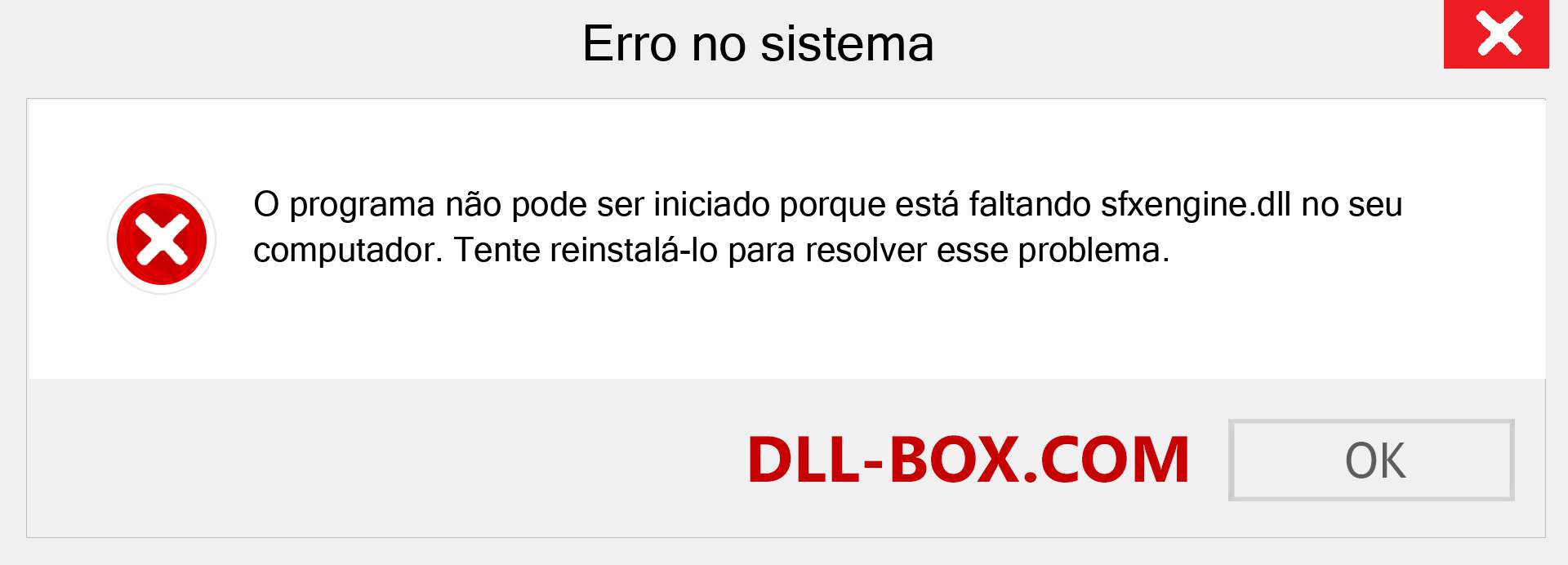 Arquivo sfxengine.dll ausente ?. Download para Windows 7, 8, 10 - Correção de erro ausente sfxengine dll no Windows, fotos, imagens